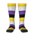 thumbnail image 1 of Womens Non-Binary Pride Flag Knee High Socks Comfy Thermal Boot Long Socks, 1 of 7