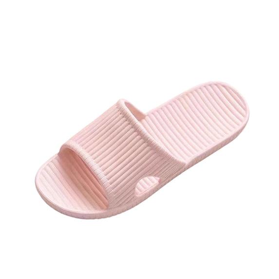 Womens Non-Slip PVC Shower Slides, Quick-Dry Striped Pool & House Slippers, Soft Pink Indoor Outdoor Slide Sandals,Size 38