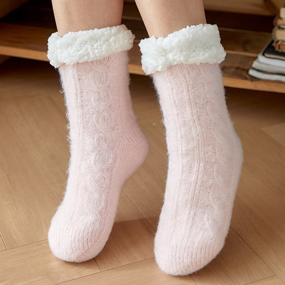 Womens Non Slip Slipper Socks Winter Warm Soft Cozy Fuzzy Fleece-lined Grippers Home Socks