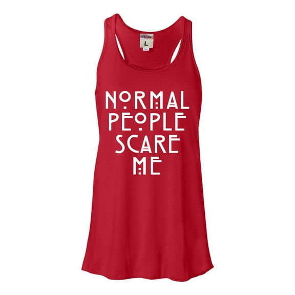 Womens Normal People Scare Me Flowy Racerback Tank Top T-Shirt