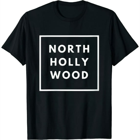 Womens North Hollywood Sfv Valley Los Angeles Trendy Design Round Neck T-Shirt Black Large