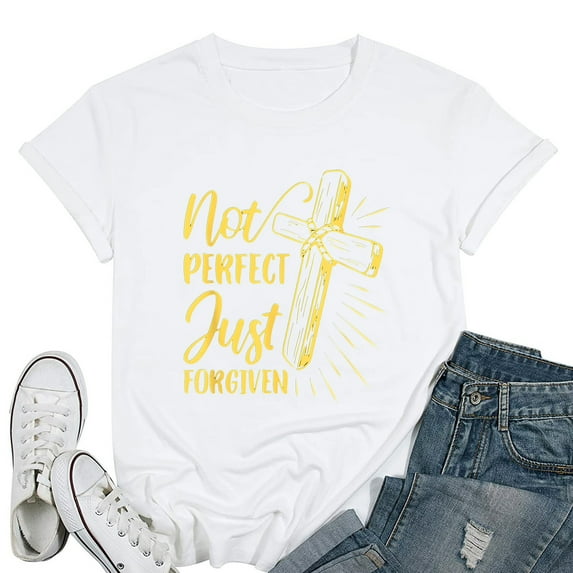 Womens Not Perfect Just Forgiven T-Shirt White Medium