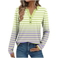 thumbnail image 1 of Womens Notch V Neck T Shirts, Long Sleeve Shirts for Women Fall Casual Ombre Tie Dye Striped Printed Button Up Henley Shirts S-3XL, 1 of 5