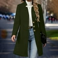 thumbnail image 1 of Womens Notched Lapel Collar Double Breasted Pea Coat Winter Wool Blend Over Coats Long Jackets Army Green M, 1 of 7