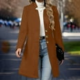 thumbnail image 1 of Womens Notched Lapel Collar Double Breasted Pea Coat Winter Wool Blend Over Coats Long Jackets Brown S, 1 of 7