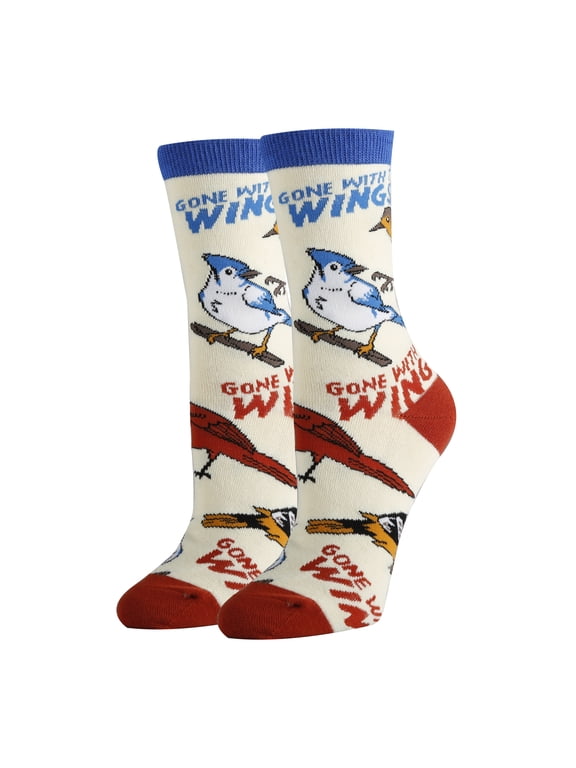 Womens Novelty Funny Crew Socks, Birds the Word, Colorful Dress Cotton Socks Crazy Fashion Socks