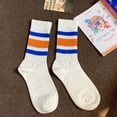 thumbnail image 1 of Womens Novelty Striped Crew Socks Athletic Vintage Slouch Mid Calf Tube Socks, 1 of 13