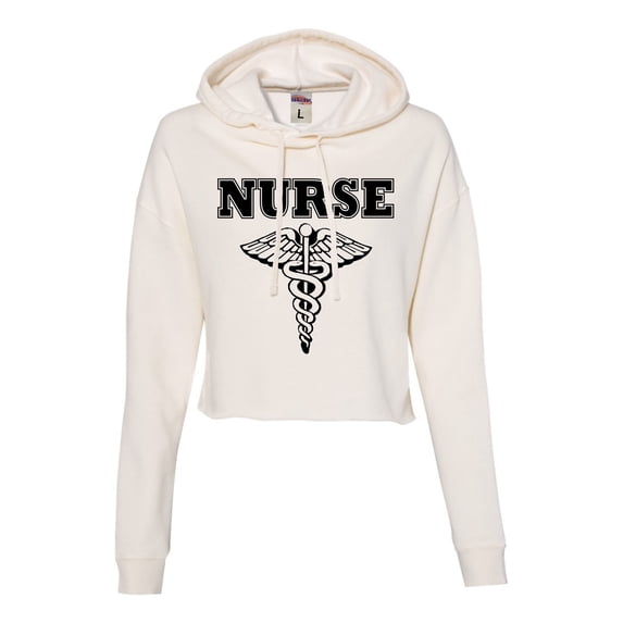 Womens Nurse Logo Cropped Hooded Sweatshirt