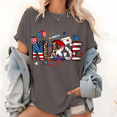 thumbnail image 1 of Womens "Nurse" Patriotic - Themed Graphic Tees with Flag, Stethoscope & Medical Elements Print T - shirts Casual Short Sleeve Tops Ideal For Daily Wear Shirts, 1 of 5