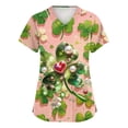 thumbnail image 1 of Womens Nurse Uniforms Irish Shamrock Printed V Neck Scrubs Top St. Patrick's Day Short Sleeve Soft Stretch Holiday Blouse T-Shirt, 1 of 3