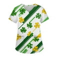 thumbnail image 1 of Womens Nurse Uniforms Summer Irish Shamrock Printed V Neck Breathable Scrub Tops Short Sleeve Professionals Soft Stretch St. Patrick's Day T-Shirts with Pockets white Small, 1 of 4
