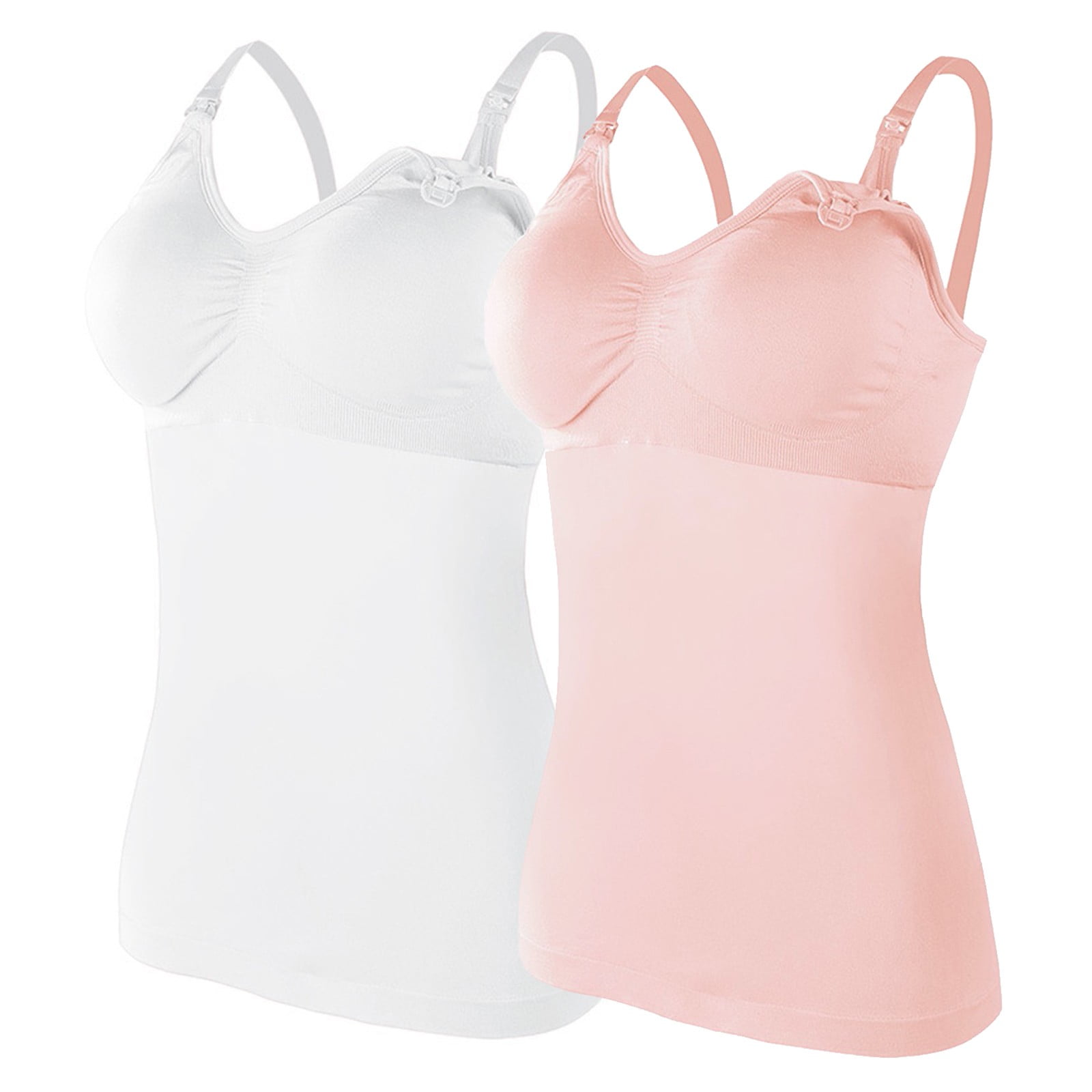 Womens Nursed Tank Tops Built In Bra Top For Breastfeeding Maternity  Camisole Brasieres 2PC With 4PC Pads 