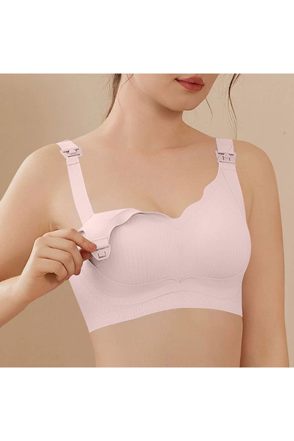 Womens Nursing Bras for Breastfeeding No Underwire Push Up Bra for Women ABC Cup Full Coverage Seamless Ribbed Bralettes