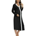 thumbnail image 1 of Womens Nursing Gown Nightgown Maternity Nursing Dress 3 in 1 Delivery/Labor/Nursing Breastfeeding Birthing Long Sleeve Gown Nightgown with Button,Black S-2XL, 1 of 7