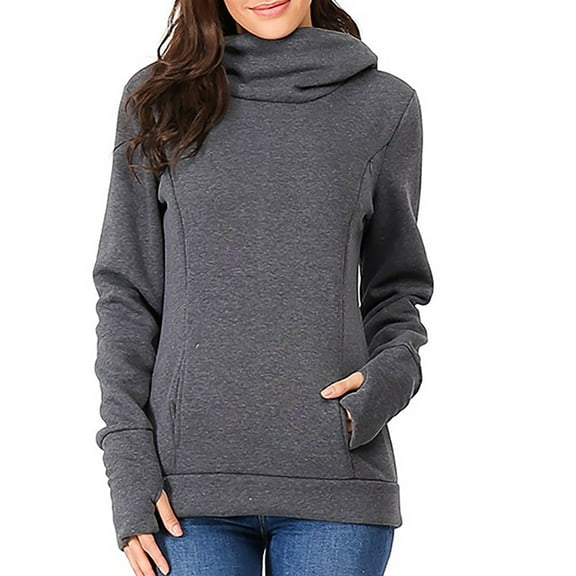 Womens Nursing Hoodie Top Sweatshirt Long Sleeve Button Decoration Pockets Shirts Tunic Top Dark Gray XXL
