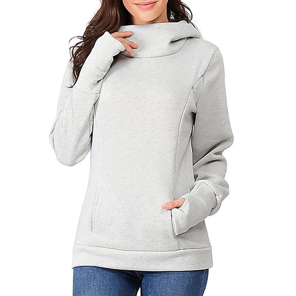 Womens Nursing Hoodie Top Sweatshirt Long Sleeve Button Decoration Pockets Shirts Tunic Top Gray M