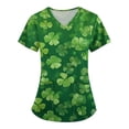 thumbnail image 1 of Womens Nursing Uniform Tops St Patricks Day Short Sleeve V Neck Shamrock Print Scrubs Casual Workwear Shirt with Pockets 2026 Mint Green 4XL, 1 of 3
