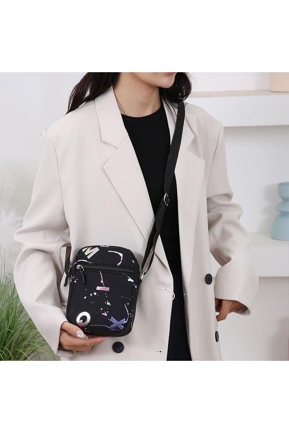 Womens Nylon Crossbody Bag Small Purse for Women Water Resistant Travel Purse Adjustable Strap Black,Size Free Size