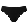 thumbnail image 1 of Womens Nylon Panties Mid Waist Stretch Briefs Ruffle Hem Non-marking Seamless Underwear (Medium, Black), 1 of 4