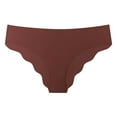 thumbnail image 1 of Womens Nylon Panties Mid Waist Stretch Briefs Ruffle Hem Non-marking Seamless Underwear (Medium, Brown), 1 of 2