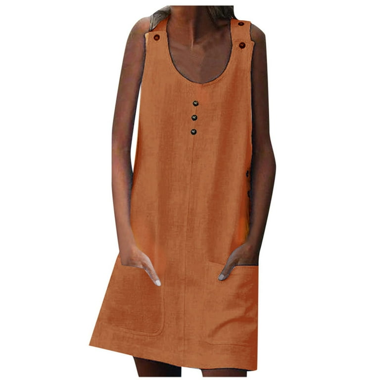 Casual Street Pocket O Neck Vest Dresses Casual Street Pocket O Neck Vest Dresses