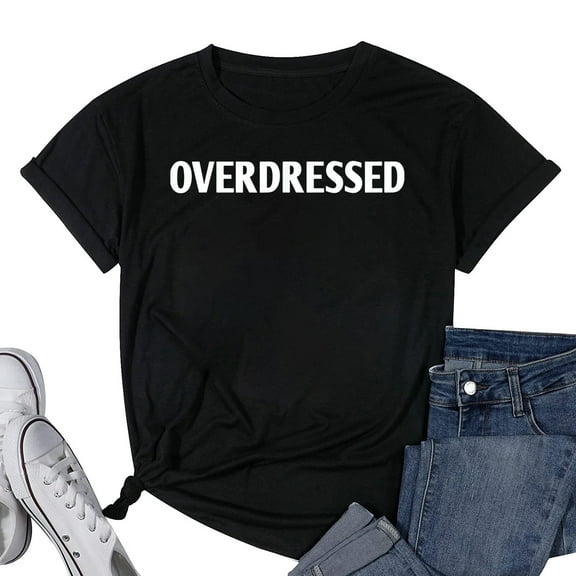 Womens OVERDRESSED SLOGAN SHIRT T-Shirt Black Large