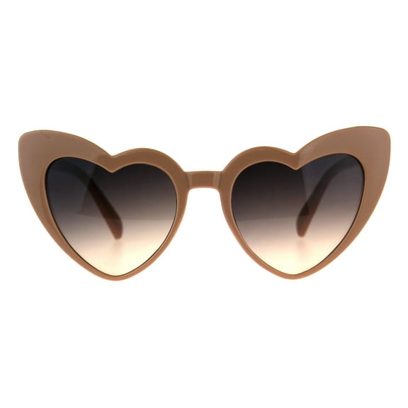Womens Oceanic Color Lens Heart Shape Cat Eye Valentines Sunglasses Brown Smoke