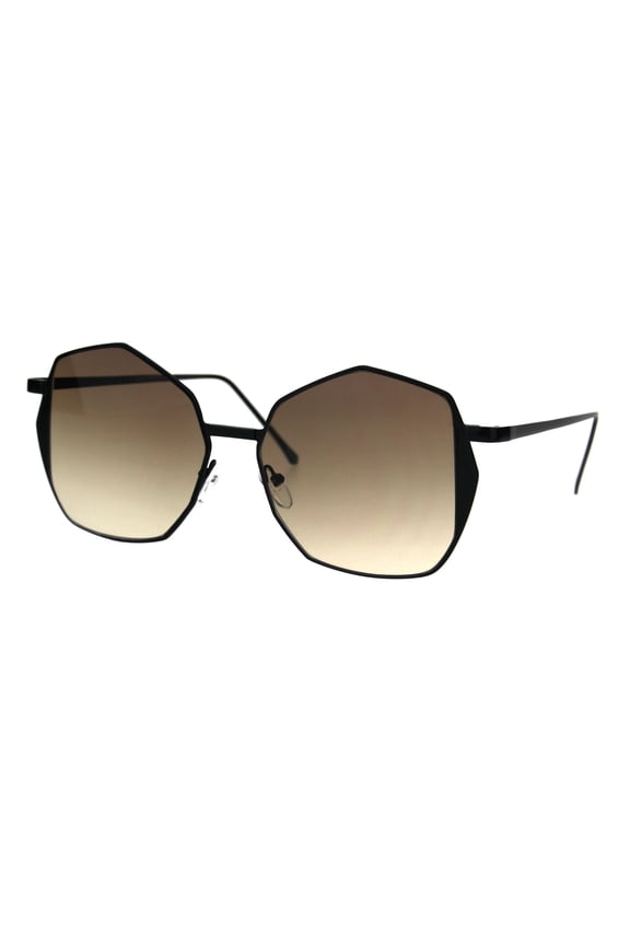 Womens Oceanic Gradient Octagon Retro Hippie Butterfly Sunglasses Black Smoke