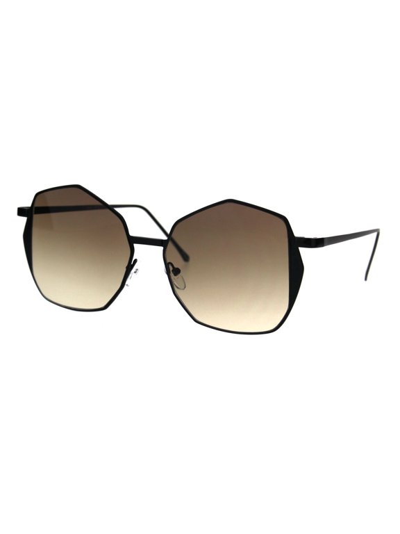 Womens Oceanic Gradient Octagon Retro Hippie Butterfly Sunglasses Black Smoke