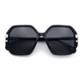 thumbnail image 1 of Womens Octagon Butterfly Designer Oversized Fashion Plastic Sunglasses All Black, 1 of 8