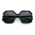 thumbnail image 1 of Womens Octagon Butterfly Designer Oversized Fashion Plastic Sunglasses All Black, 1 of 8