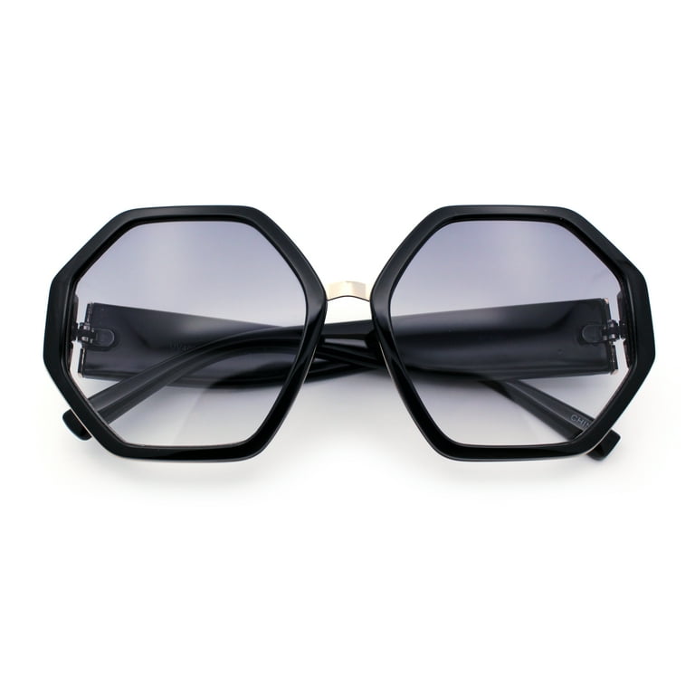 ★HANGLE EYEWEAR★ Round Geek Chic Sunglasses Black Green Hy Womens Octagonal Oversized Retro Chic Fashion Double Rim