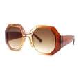 thumbnail image 1 of Womens Octagonal Retro Beveled Thick Rim Chic Mod Sunglasses All Brown, 1 of 4