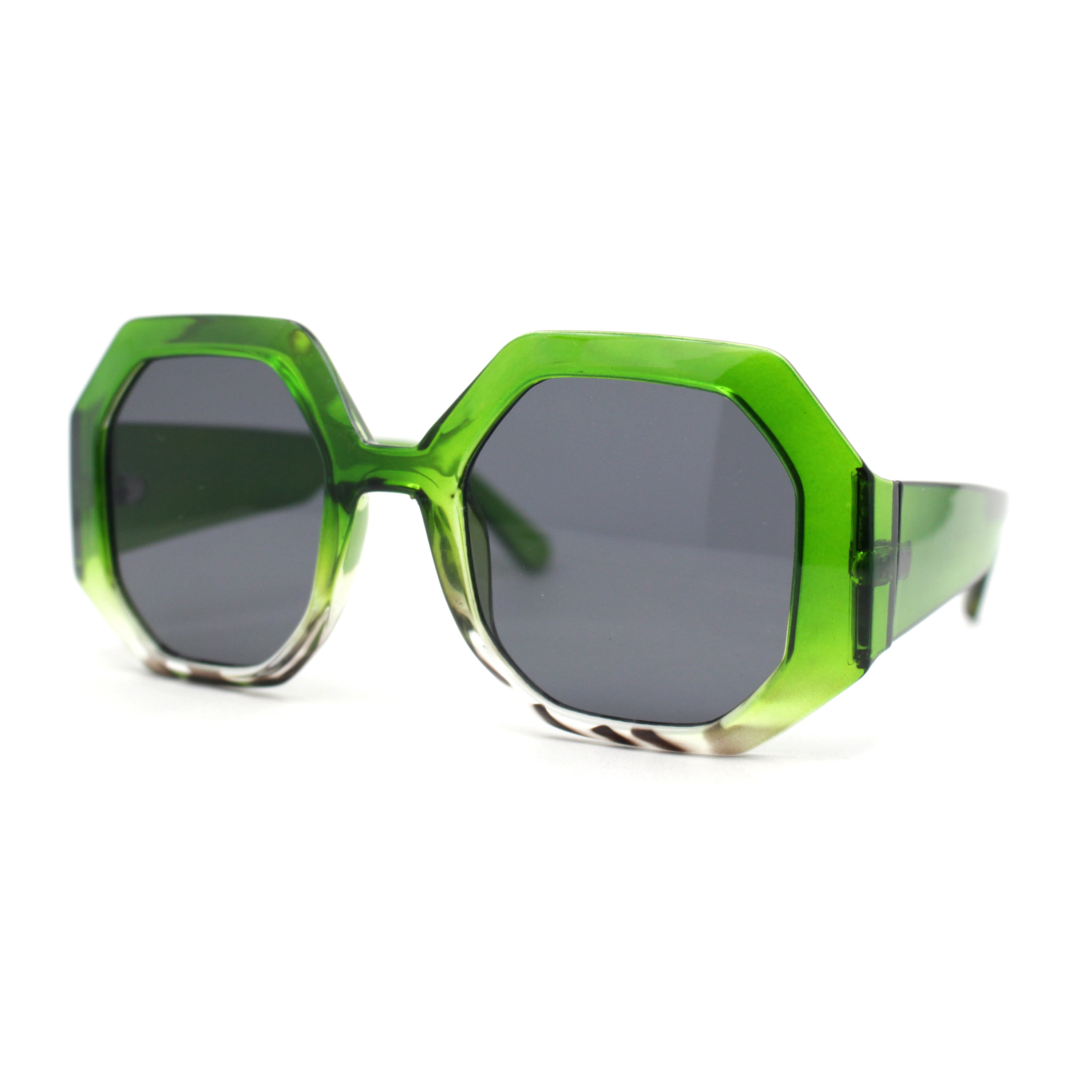 Womens Octagonal Retro Beveled Thick Rim Chic Mod Sunglasses  display picture 3