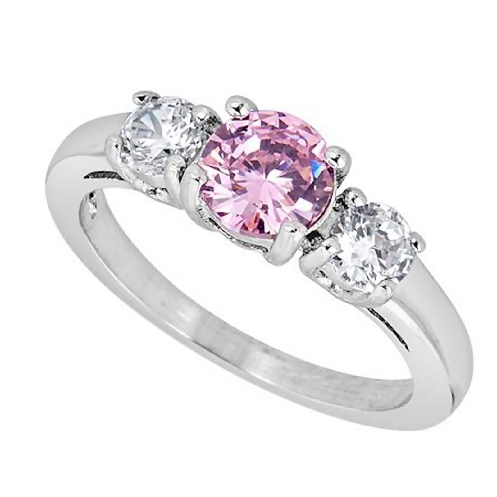 October Birth Rings Womens October Birthstone Ring Pink Tourmaline Cubic Zirconia Band ...