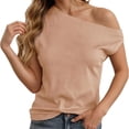 thumbnail image 1 of Womens Off One Shoulder Tops Summer Ribbed Knit Tank Tops Trendy Casual Loose Fit Sleeveless Tee Shirts, 1 of 6