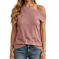 thumbnail image 1 of Womens Off One Shoulder Tops Summer Ribbed Knit Tank Tops Trendy Casual Loose Fit Sleeveless Tee Shirts, 1 of 7