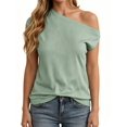 thumbnail image 1 of Womens Off One Shoulder Tops Summer Ribbed Knit Tank Tops Trendy Casual Loose Fit Sleeveless Tee Shirts, 1 of 7