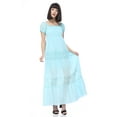 thumbnail image 1 of Womens Off Shoulder Boho Lace Semi Sheer Smocked Party Maxi Long Dress, 1 of 6