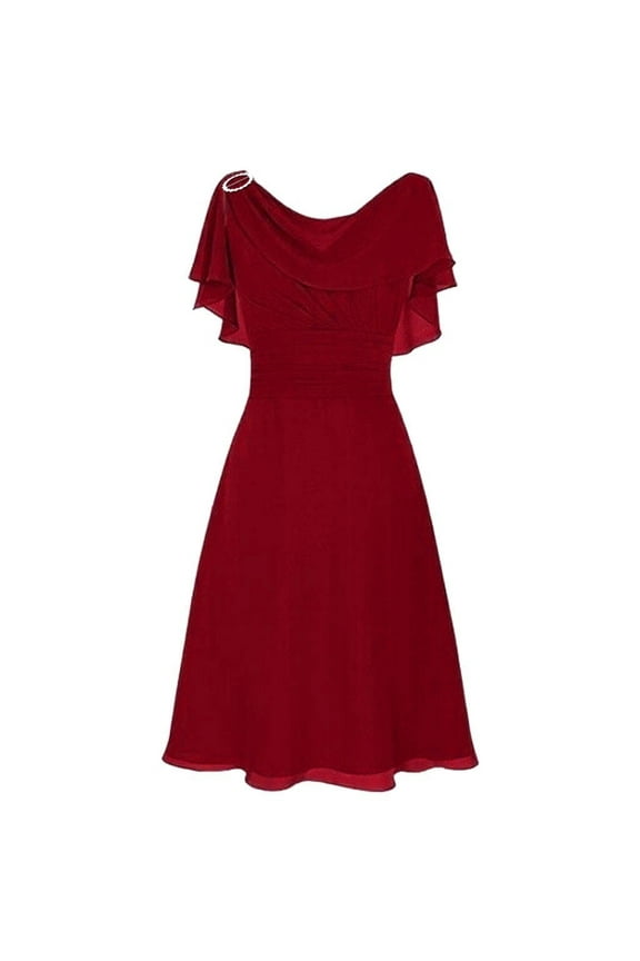 Womens Off-Shoulder Dress Versatile Formal Wedding High Waist Party Prom Gown Cocktail Dress Red XXXL
