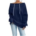 thumbnail image 1 of Womens Off Shoulder Sweatshirt Long Sleeve Drop Shoulder Oversized Pullover Top Casual Loose Drawstring Fall Outfits, 1 of 6