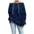 thumbnail image 1 of Womens Off Shoulder Tops, Hoodies for Women Fall Fashion Loose Fit Solid Color Drawstring Long Sleeve Pullover, 1 of 6