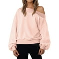 thumbnail image 1 of Womens Off Shoulder Tops, Long Sleeve Pullover for Women Fall Fashion Loose Fit Solid Color Thin Sweaters S-2XL, 1 of 8