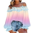 thumbnail image 1 of Womens Off Shoulder Tops, Long Sleeve Shirts for Women Fall Fashion Ombre Tie Dye Loose Fit Dressy Blouses Plus Size S-5XL, 1 of 5