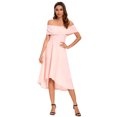 thumbnail image 1 of Womens Off The Shoulder High Low Summer Wedding Cocktail Party Dress, 1 of 7