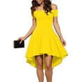 thumbnail image 1 of Womens Off The Shoulder Short Sleeve High Low Cocktail Skater Dress, 1 of 2