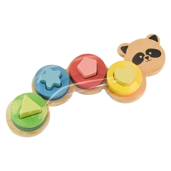 MERIGLARE Wooden Shape Puzzle Matching Puzzle Colorful Early Educational Toy Geometric Shapes Stacking Game Preschool for Toddlers Kids