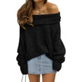 thumbnail image 1 of Womens Off The Shoulder Sweater Oversized Batwing Sleeve Loose Pullover Sweaters Tops, 1 of 13