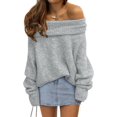 thumbnail image 1 of Womens Off The Shoulder Sweater Oversized Batwing Sleeve Loose Pullover Sweaters Tops, 1 of 13