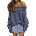 thumbnail image 1 of Womens Off The Shoulder Sweater Oversized Batwing Sleeve Loose Pullover Sweaters Tops, 1 of 13